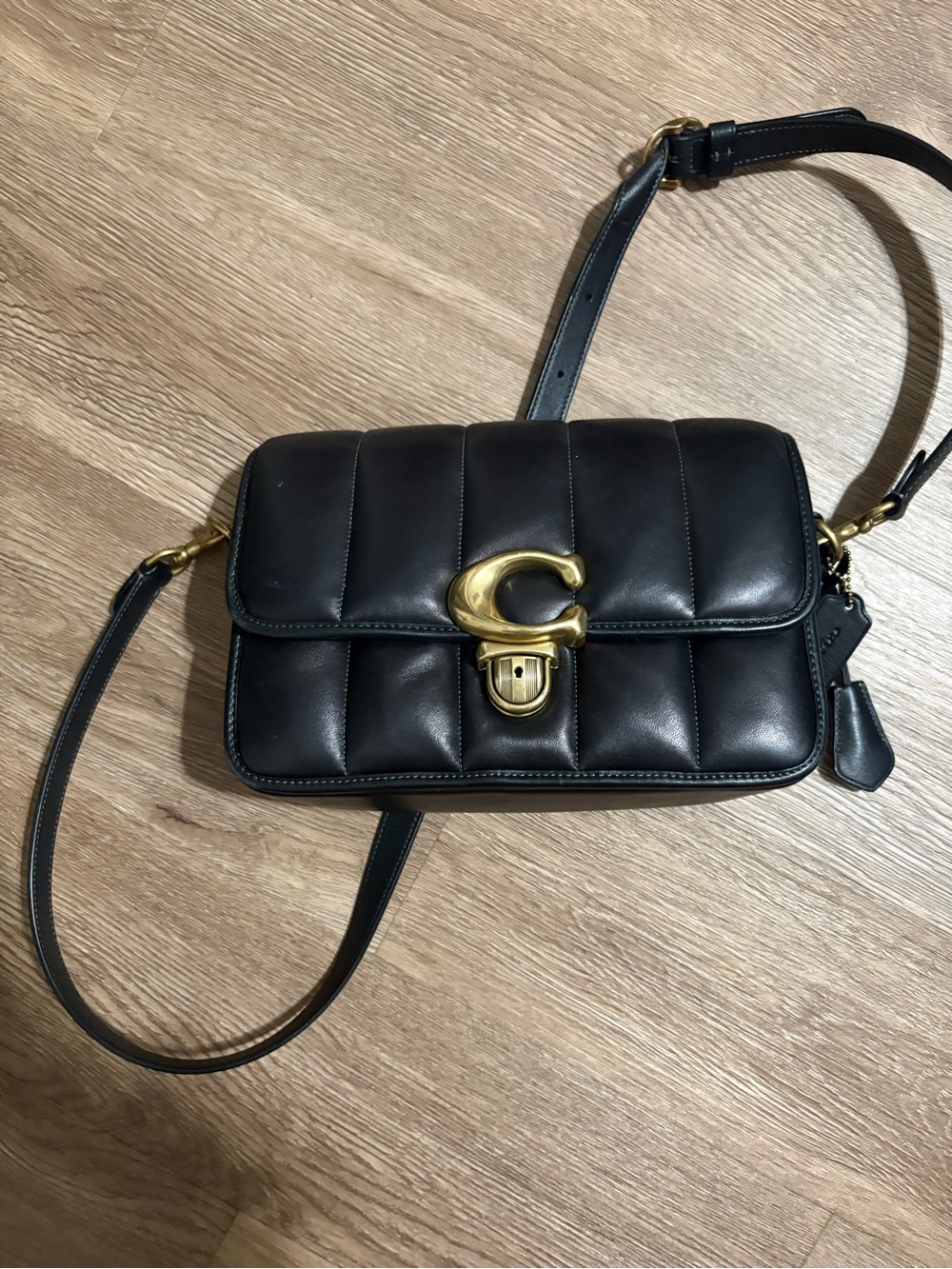 Coach Black Quilted Leather Crossbody with Gold C Hardware